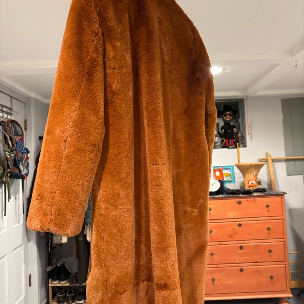 Luxurious Faux Fur Coat in Rich Brown